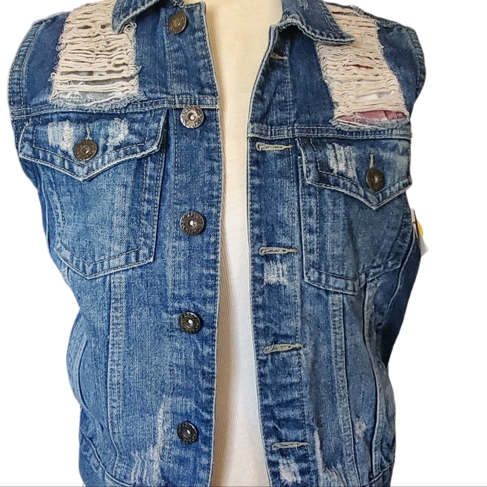 Carbon Flag Destructed Denim Vest